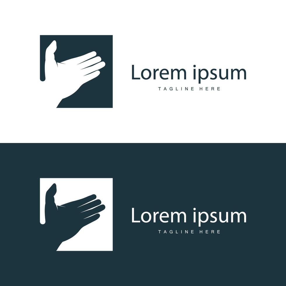Simple hand and fingers vector design minimalist black silhouette product brand hand logo template