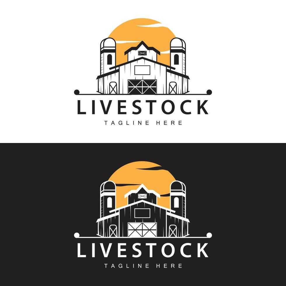 Farm barn logo vector warehouse simple minimalist vintage old village templet illustration