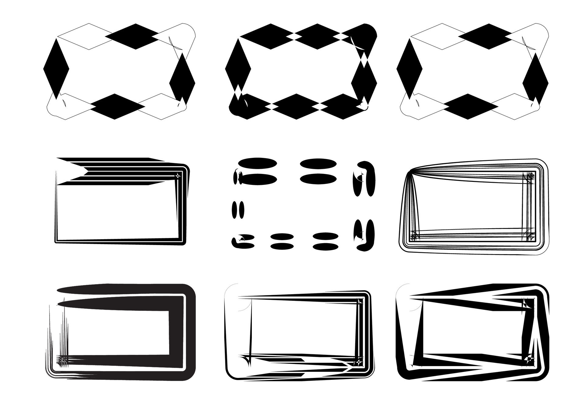 Abstract rectangle border set with different line isolated on white ...