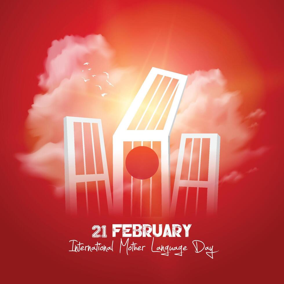 21 February International Mother Language Day Shahid Minar vector illustration