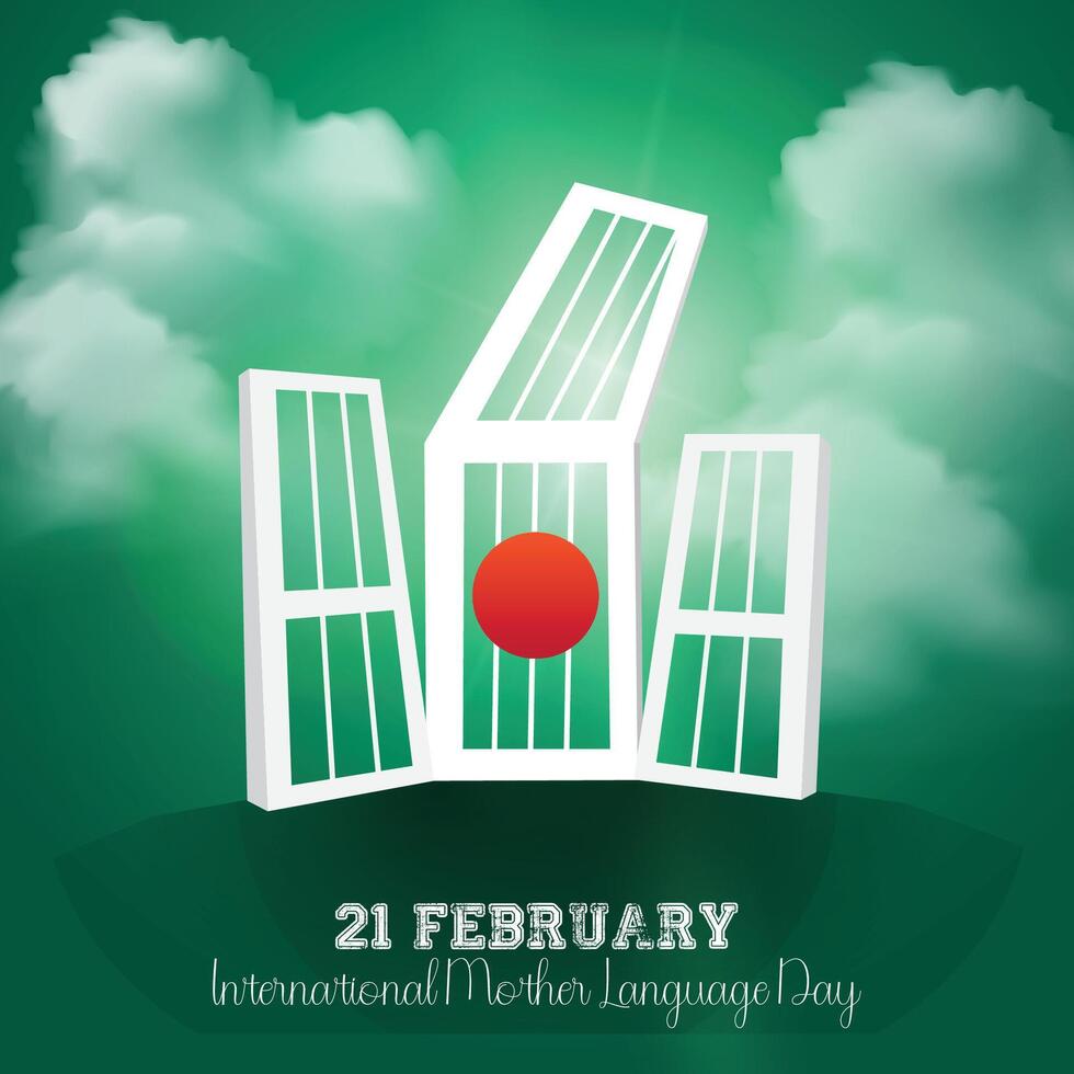 International Mother Language Day, February 21, and Bangladesh's national Shaheed Minar vector