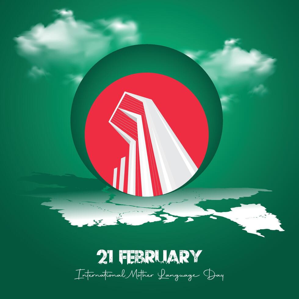 International Mother Language Day, February 21, and Bangladesh's national Shaheed Minar vector