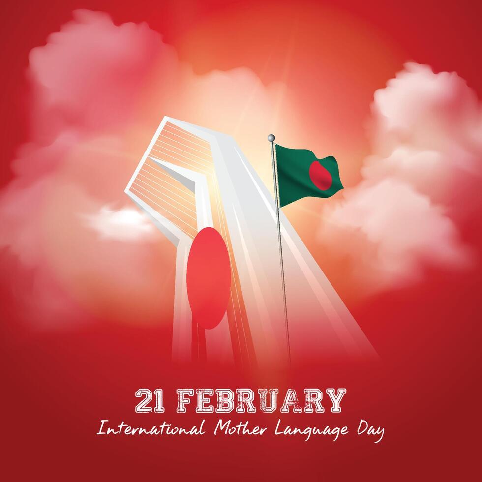 21 February International Mother Language Day Shahid Minar vector illustration