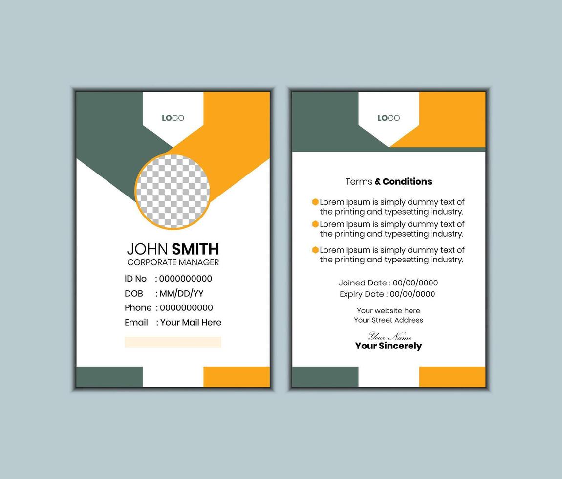 Professional id card design template vector