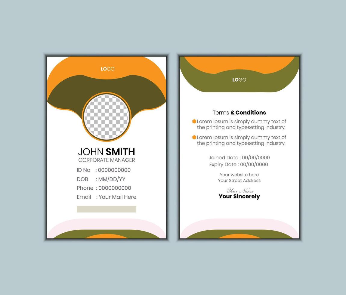 Professional id card design template vector