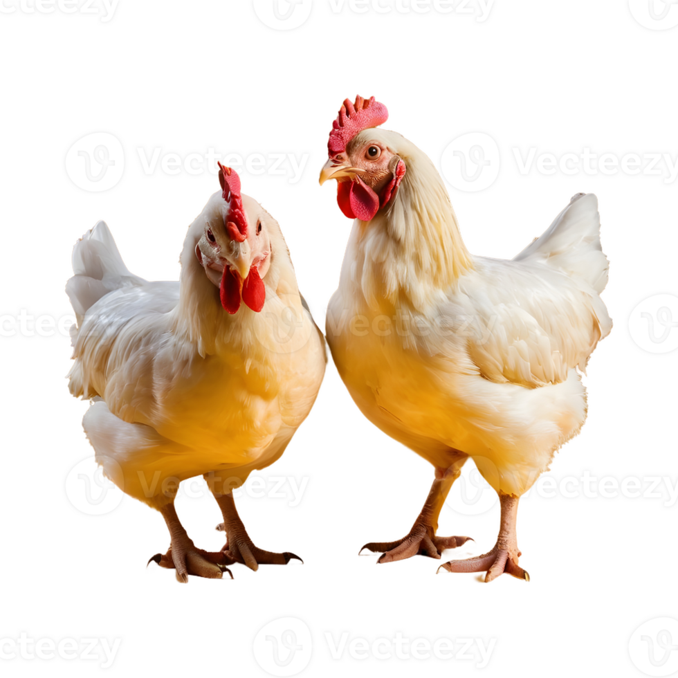 AI generated Pair of young broiler chickens isolated on transparent background isolated png