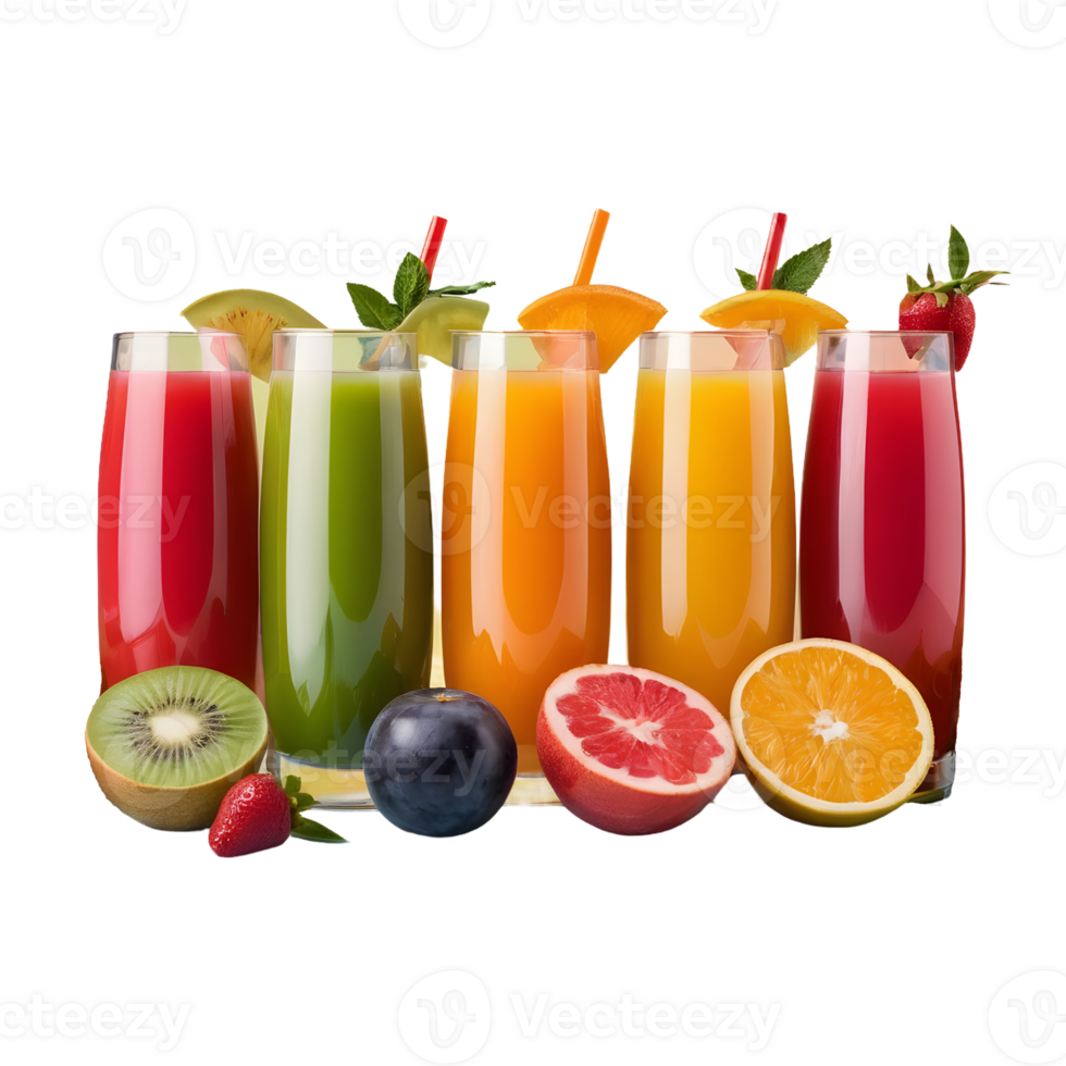 AI generated Transparent background showcasing fresh fruit juices isolated png