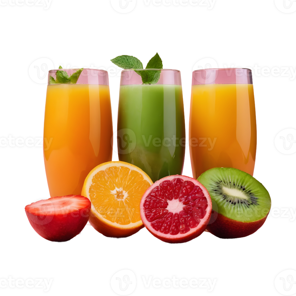 AI generated Transparent background showcasing fresh fruit juices isolated png