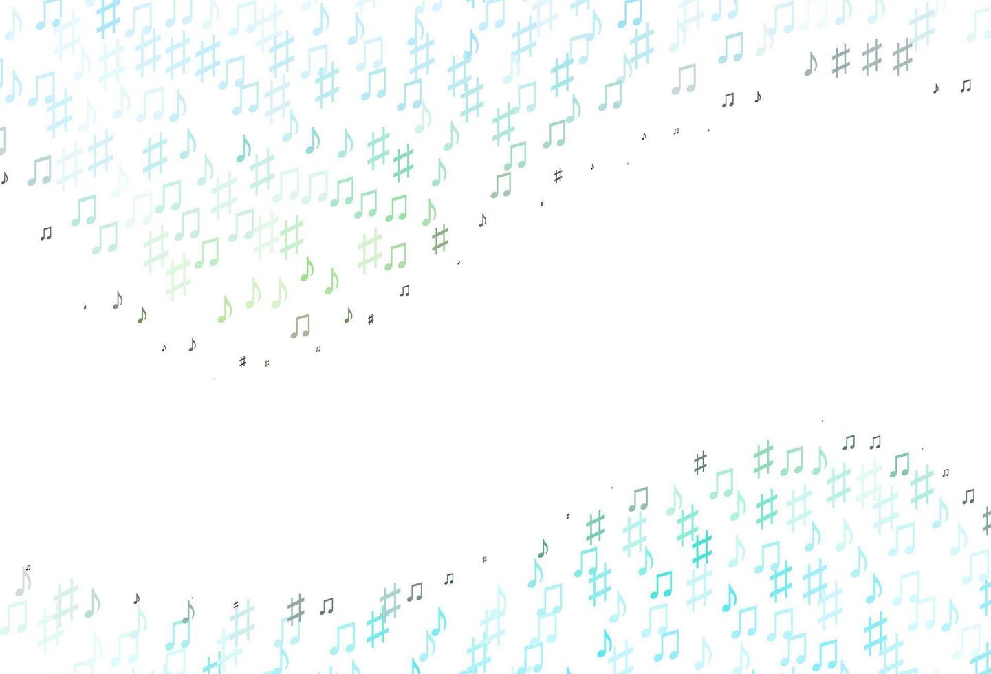 textura de vector verde claro, amarillo con notas musicales.