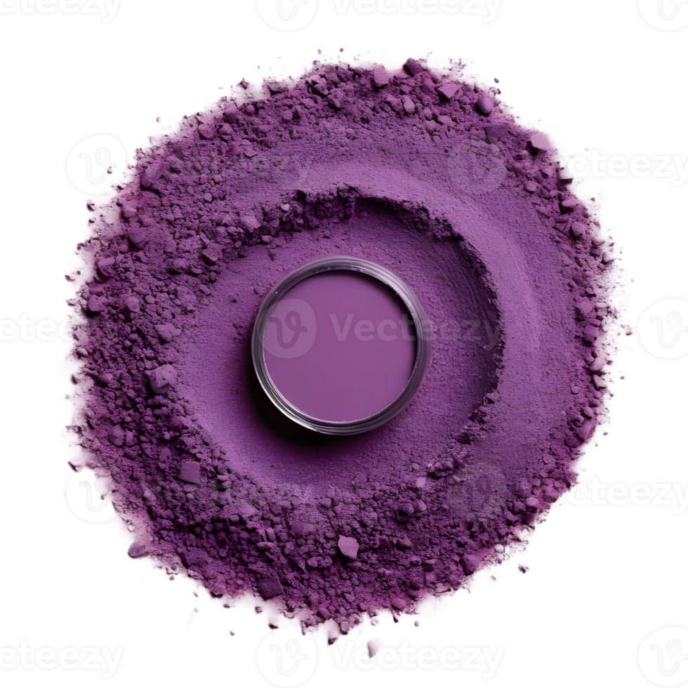 AI generated Purple eye shadow powder arranged into a crescent moon shape isolated png