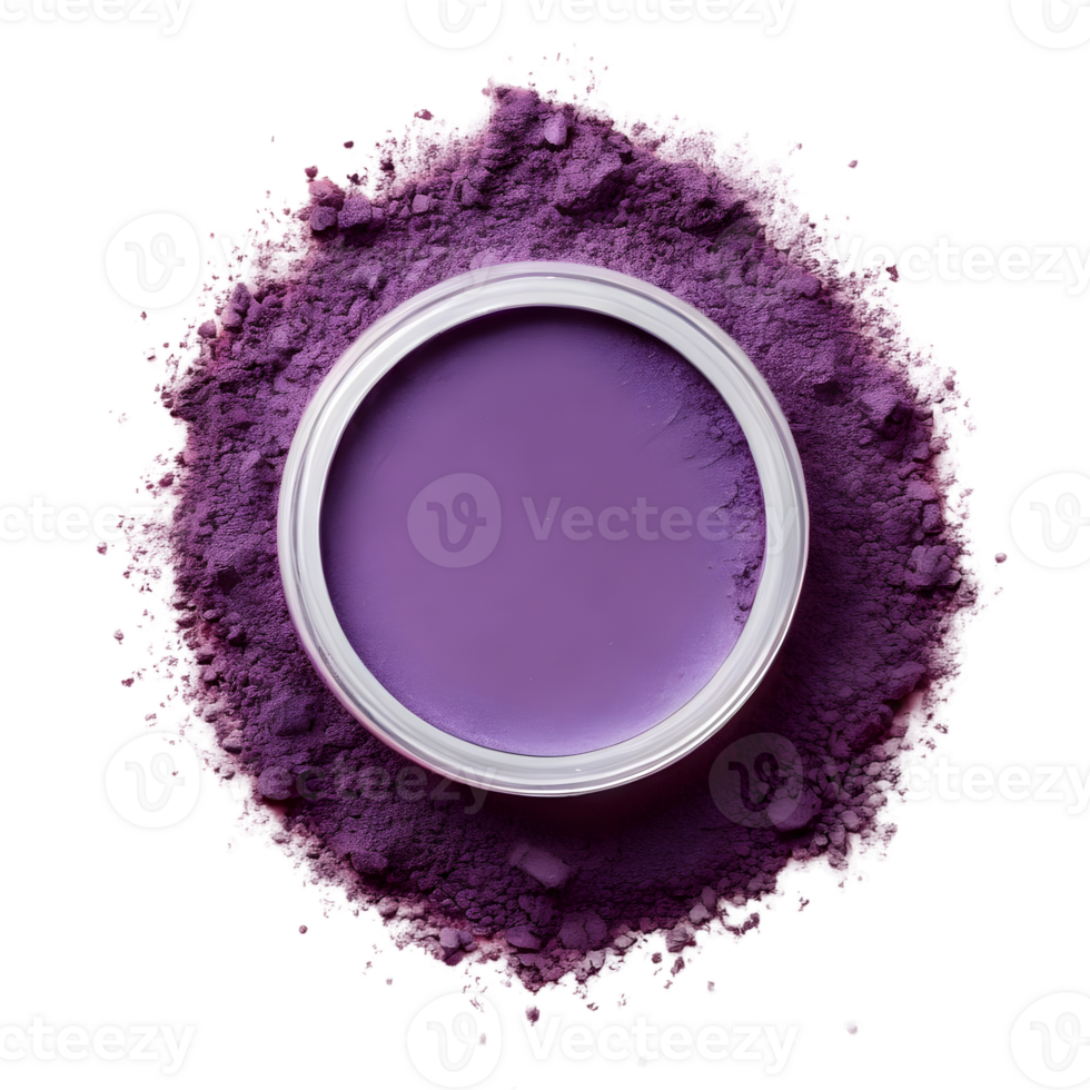 AI generated Purple eye shadow powder arranged into a crescent moon shape isolated png