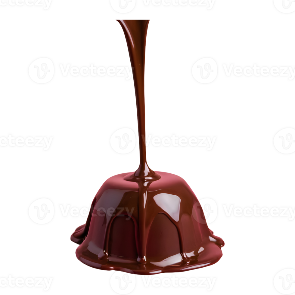 AI generated Melting chocolate poured on candies over transparent background isolated png