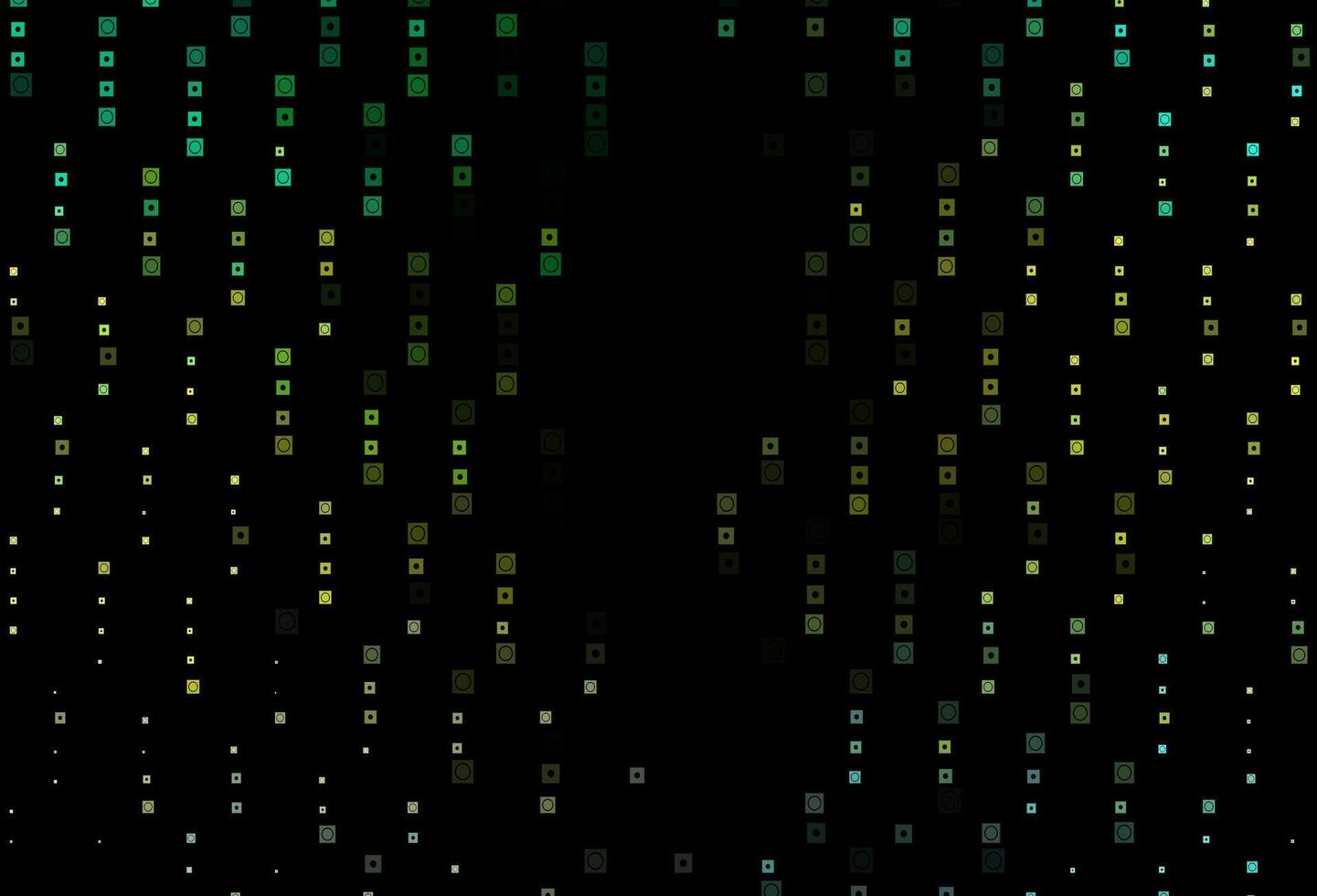 Dark Green, Yellow vector backdrop with circles, squares.