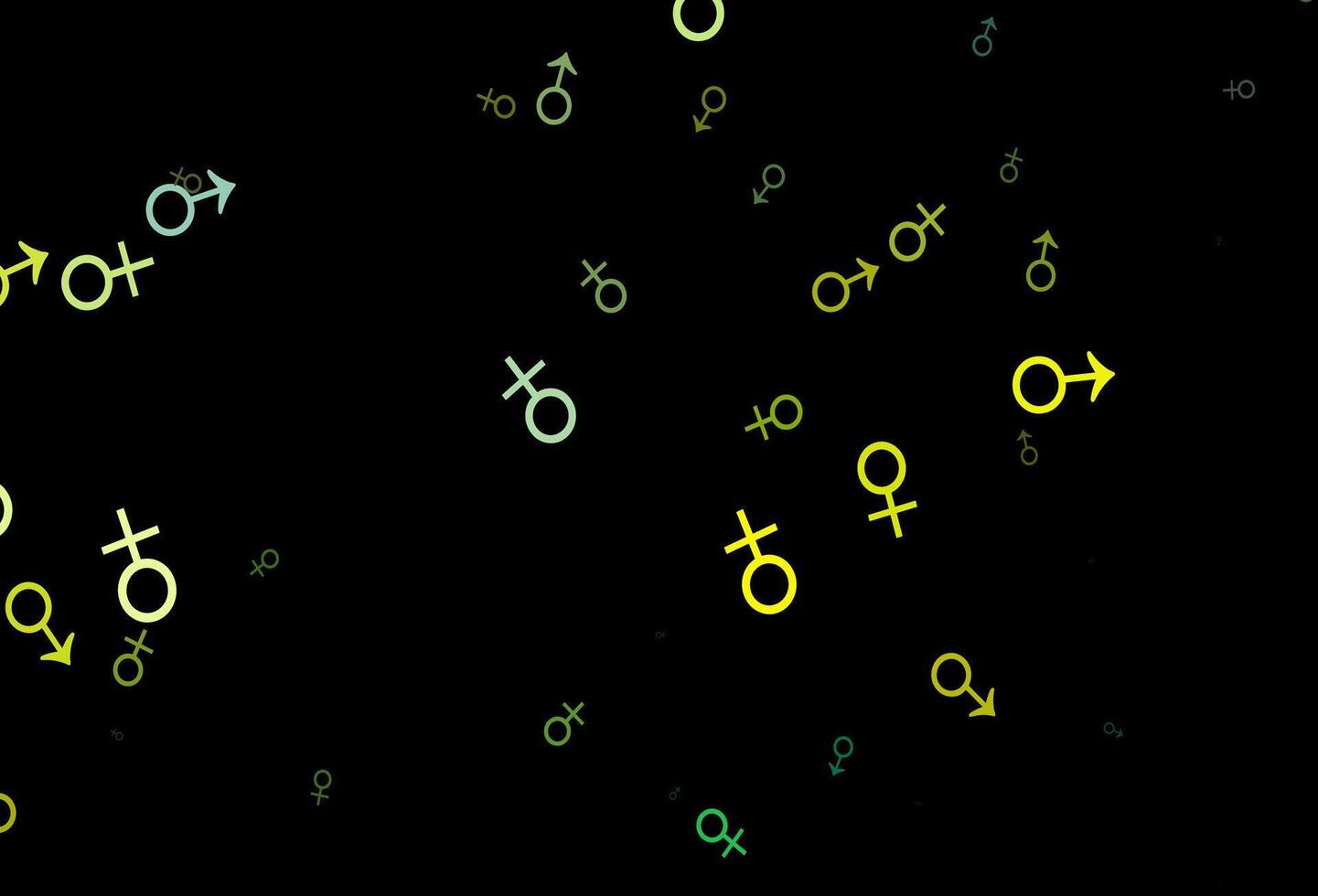 Dark green, yellow vector pattern with gender elements.