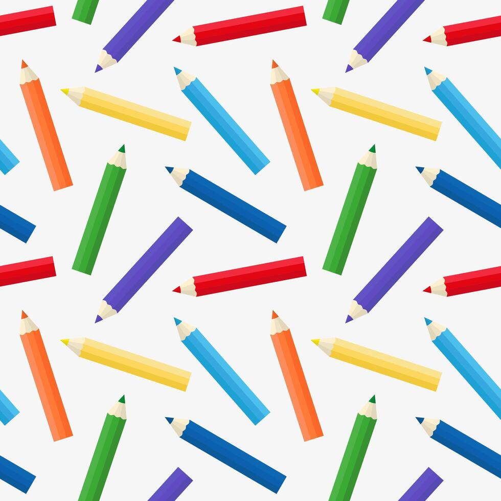Colored pencils seamless pattern background. Flat vector illustration. Back to school concept.