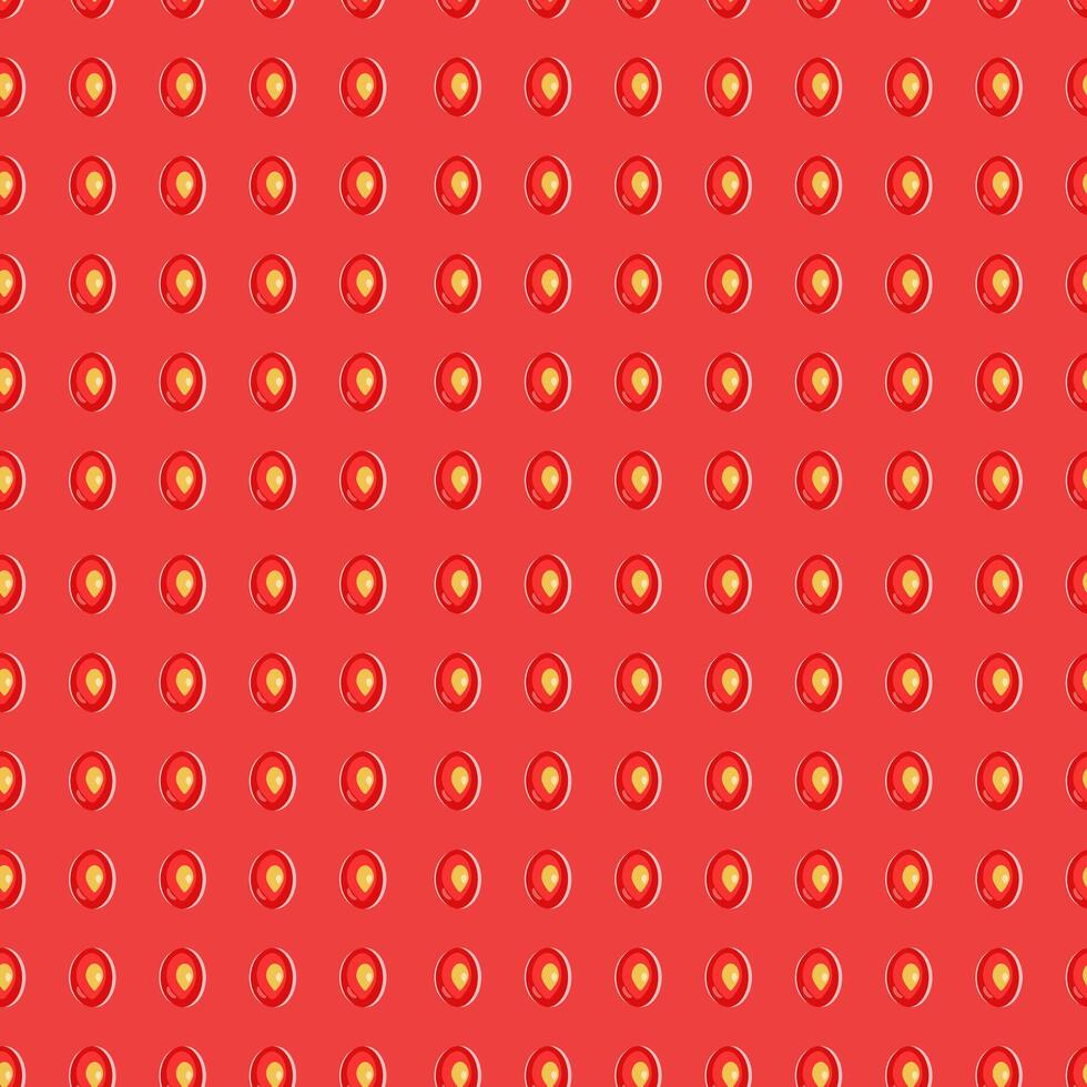 Vector seamless strawberry texture. Red pattern with berry and seeds. Close-up of strawberry. Design concept for fresh farm food label, package, wrapping.