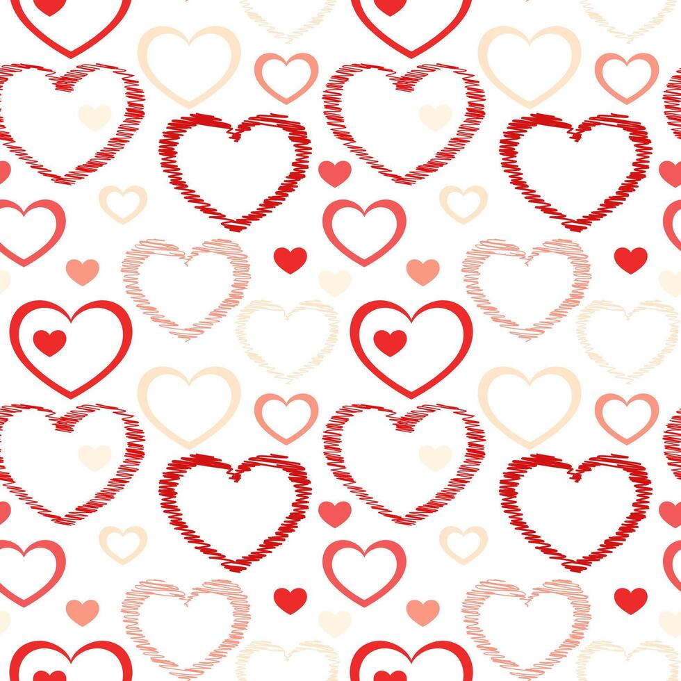 Cute red hearts seamless texture pattern. vector