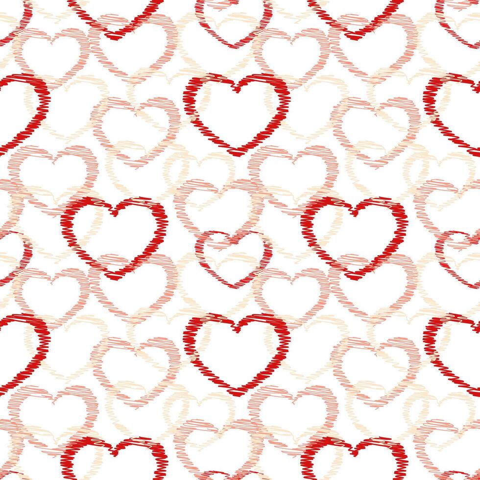 Cute red hearts seamless texture pattern. vector