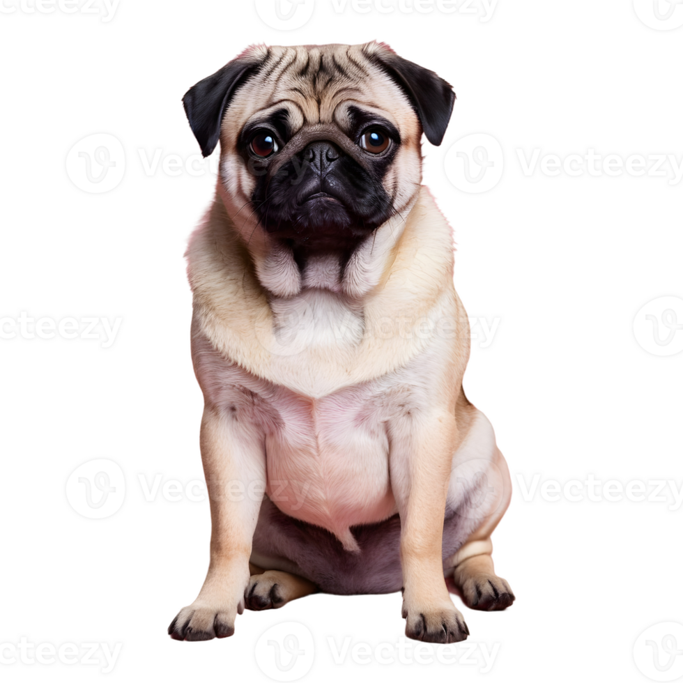 AI generated a pug dog sitting isolated png