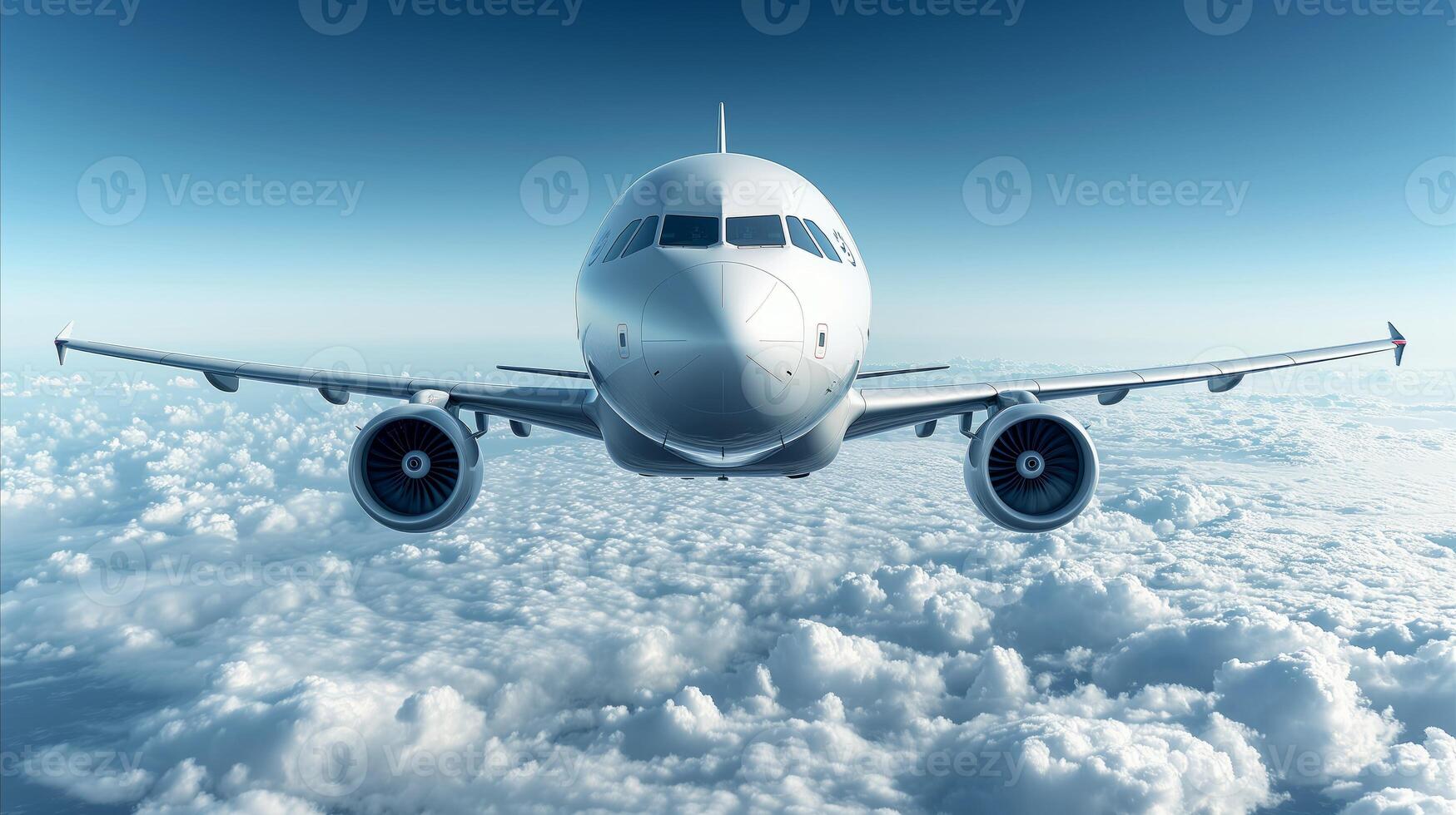 AI generated Large Jetliner Soaring Through Blue Cloudy Sky photo