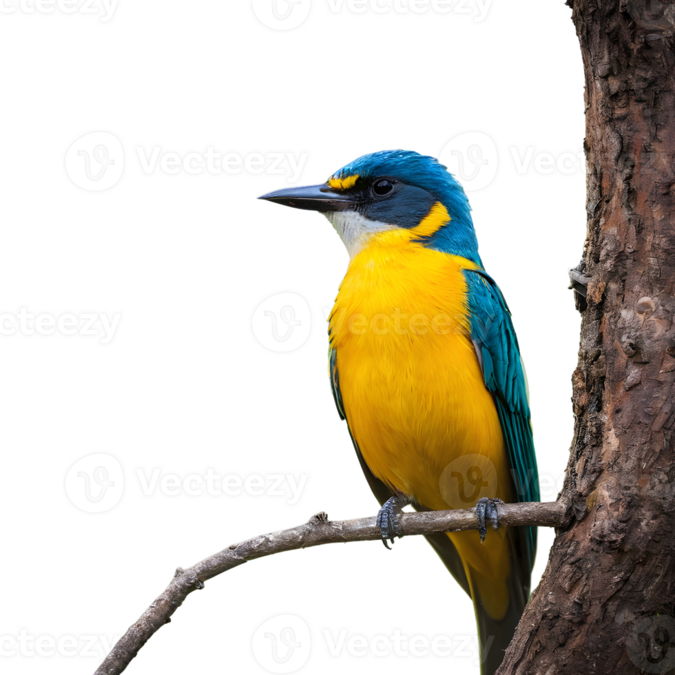 ai gegenereerd eenzaam levendig vogel neergestreken Aan de boom geïsoleerd png