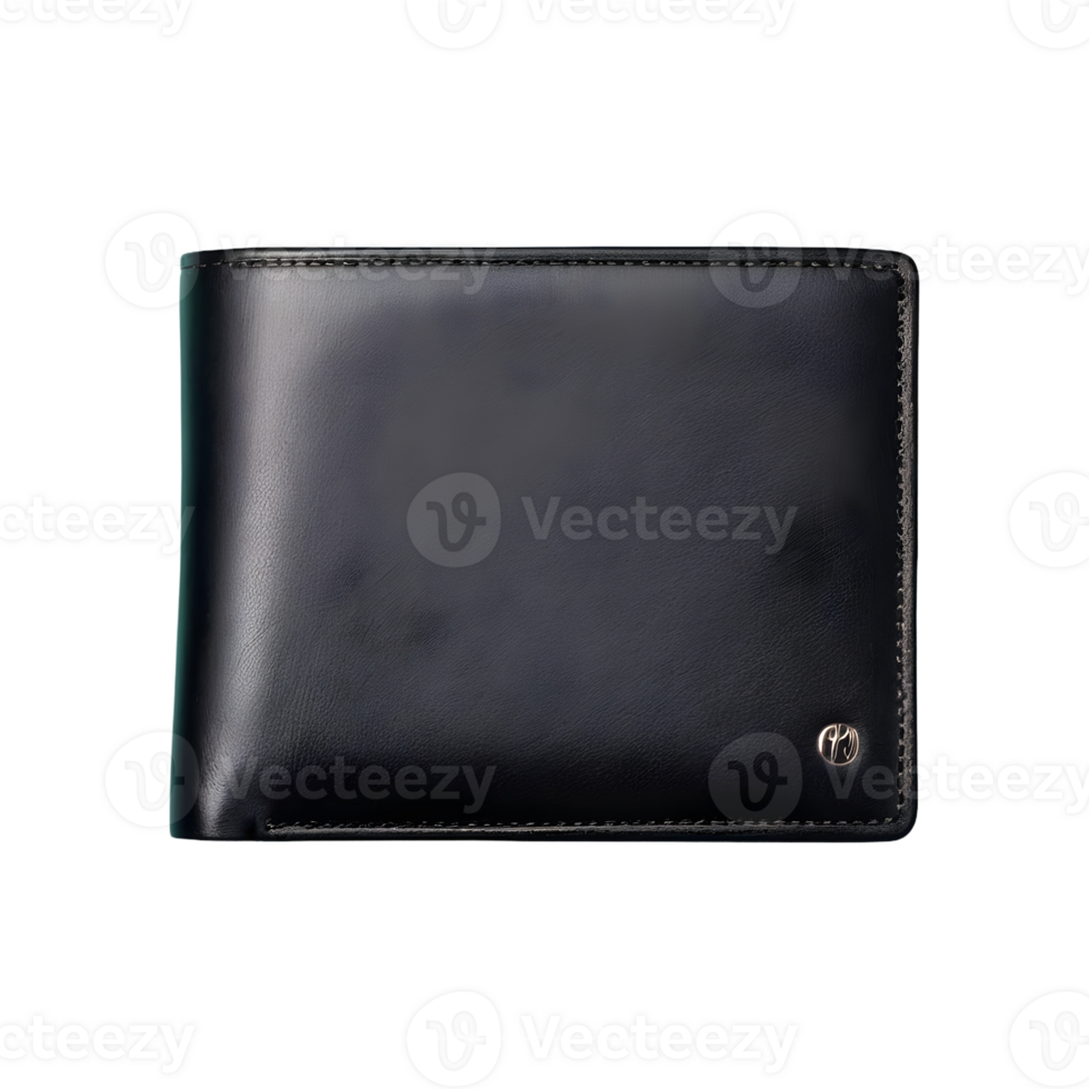 AI generated Black leather wallet isolated on transparent background folds flat isolated png