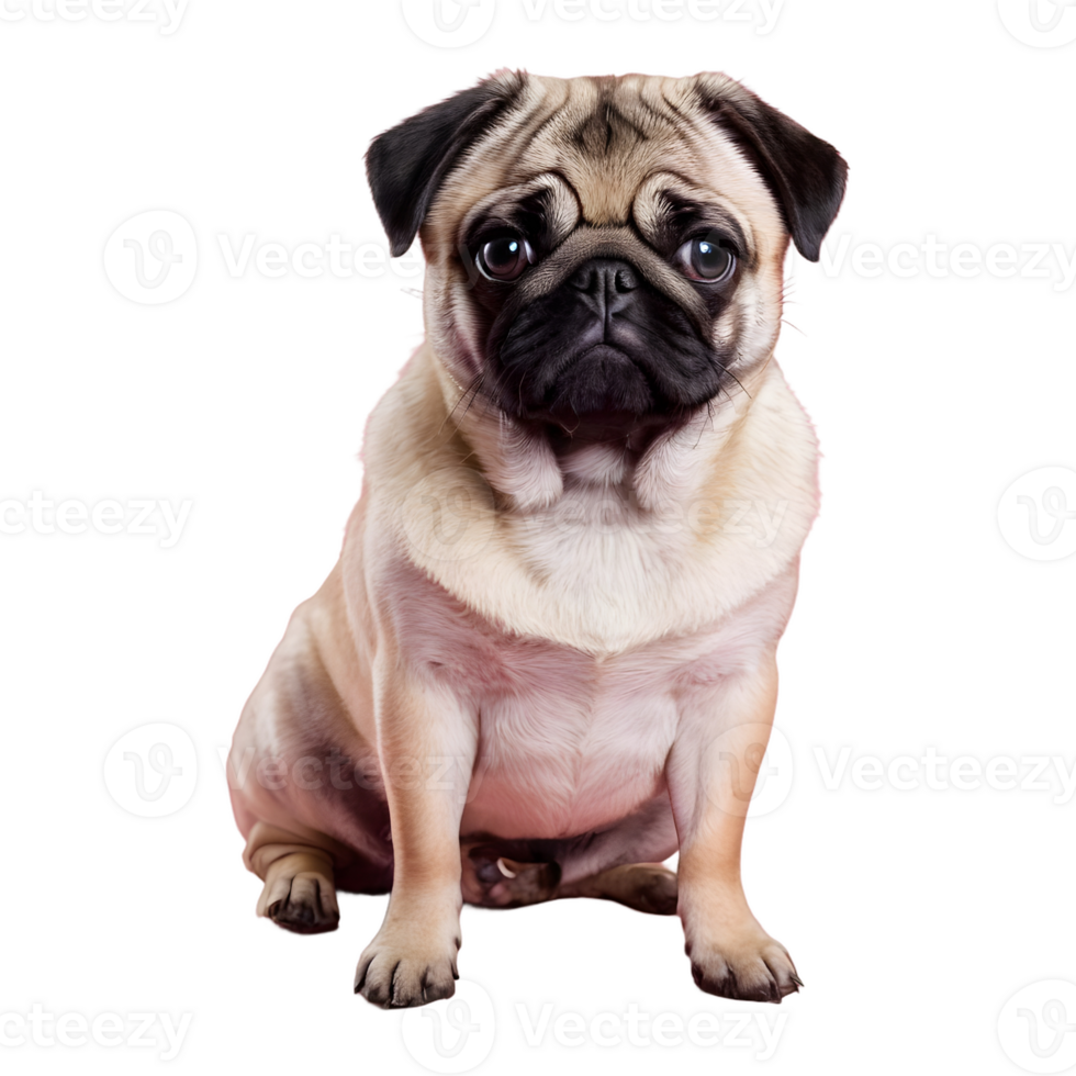 AI generated a pug dog sitting isolated png