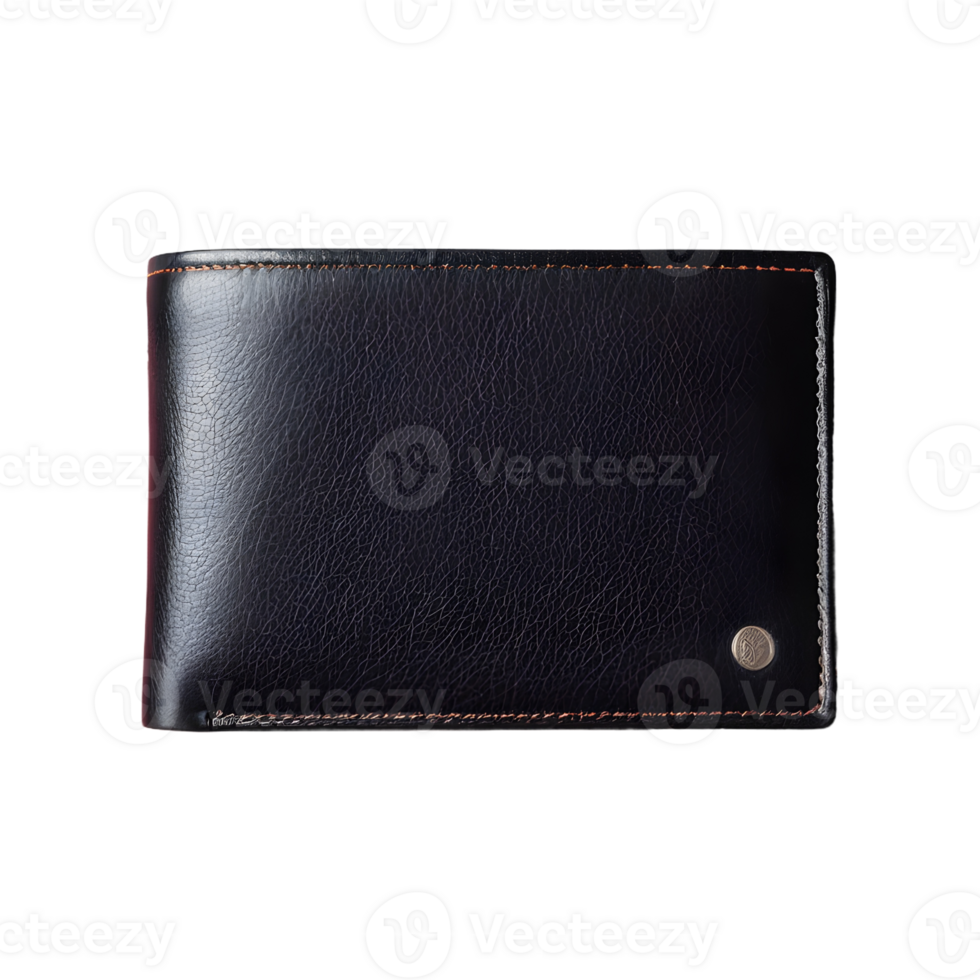 AI generated Black leather wallet isolated on transparent background folds flat isolated png