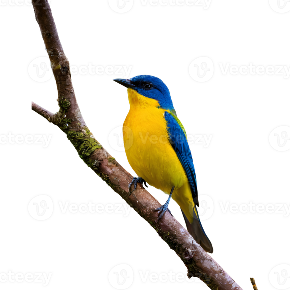 ai gegenereerd eenzaam levendig vogel neergestreken Aan de boom geïsoleerd png