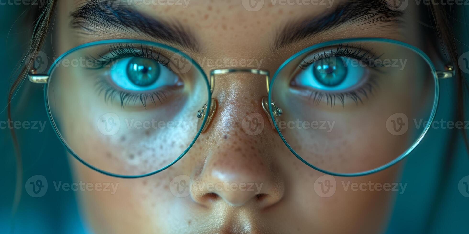 AI generated Close-Up Portrait of Person Wearing Glasses photo