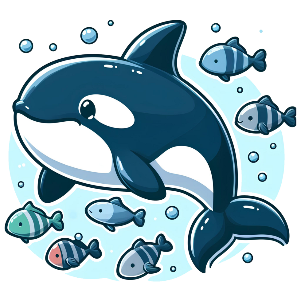 ai gerado orca desenho animado em transparente fundo png