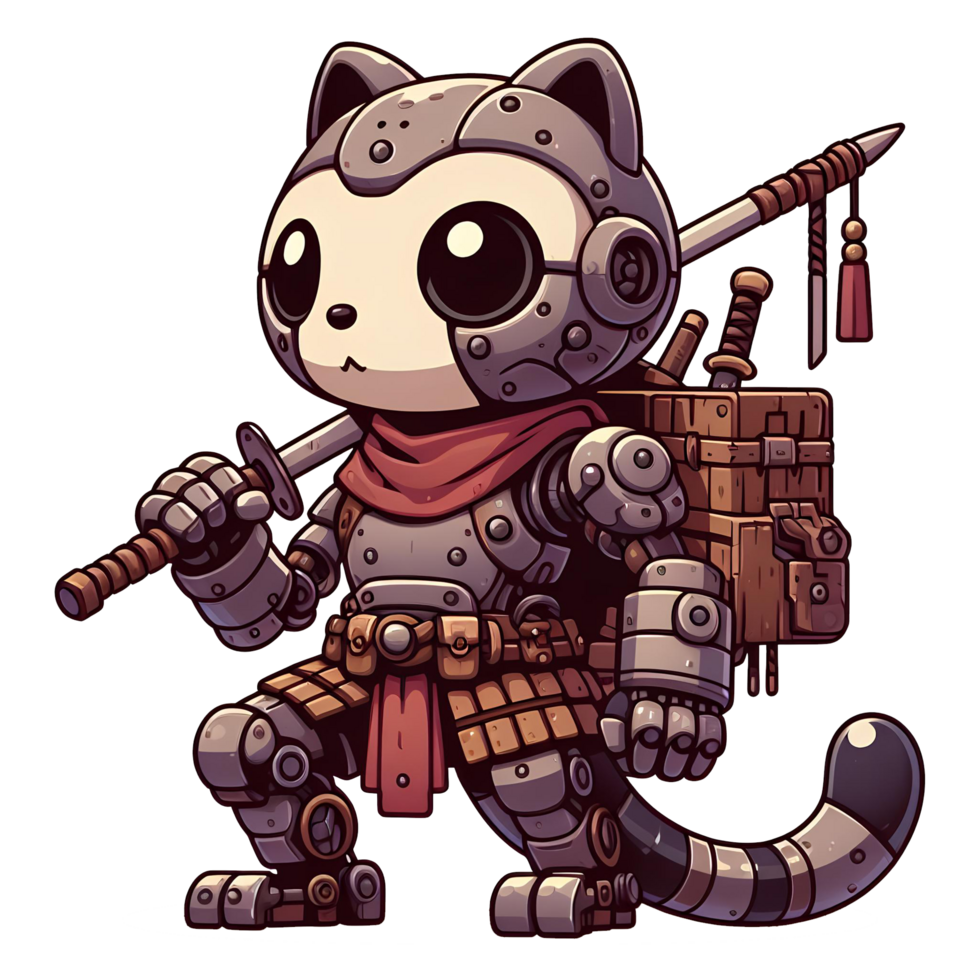 AI generated mechanical ferret warrior png