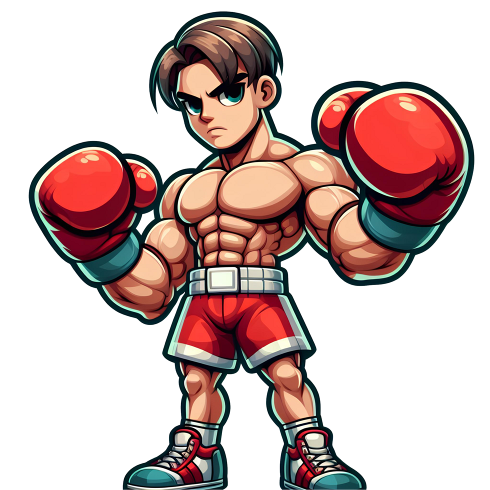 AI generated boxing fighter in cartoon style on transparent background png