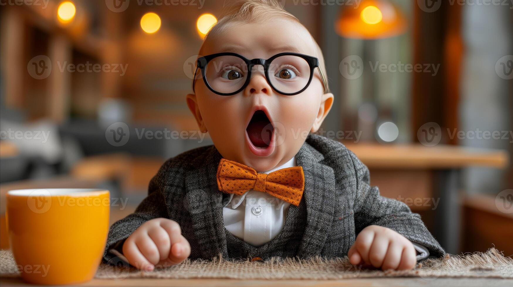 AI generated Baby Wearing Glasses and Bow Tie photo