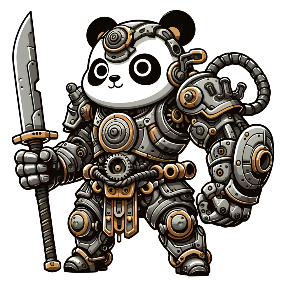 AI generated mechanical panda warrior png