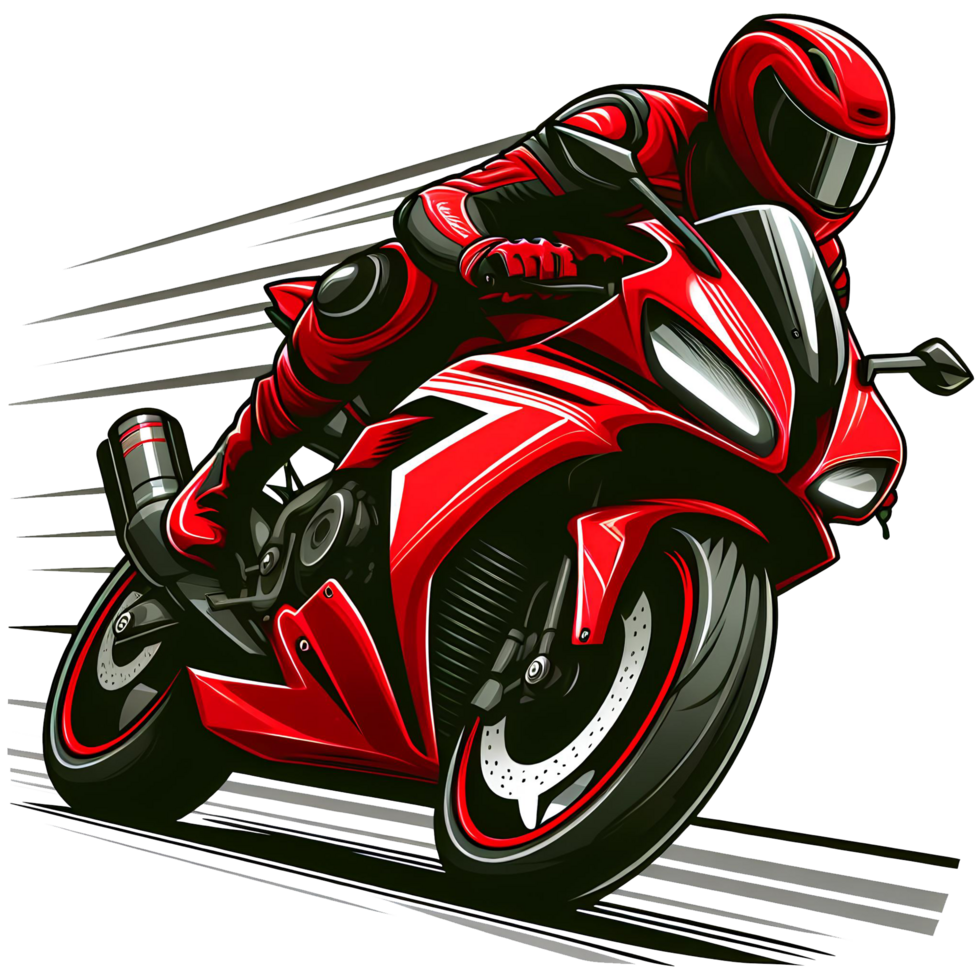 ai gerado vermelho esporte motocicleta cavaleiro dentro desenho animado estilo em transparente fundo png