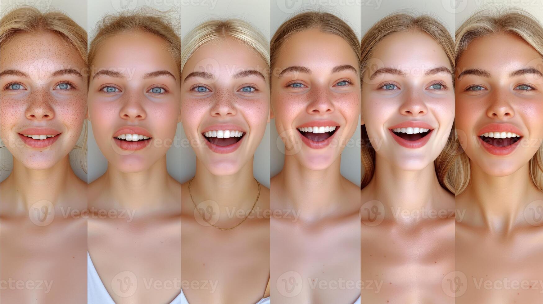 AI generated Series of Close-Up Portraits Showing a Womans Face photo