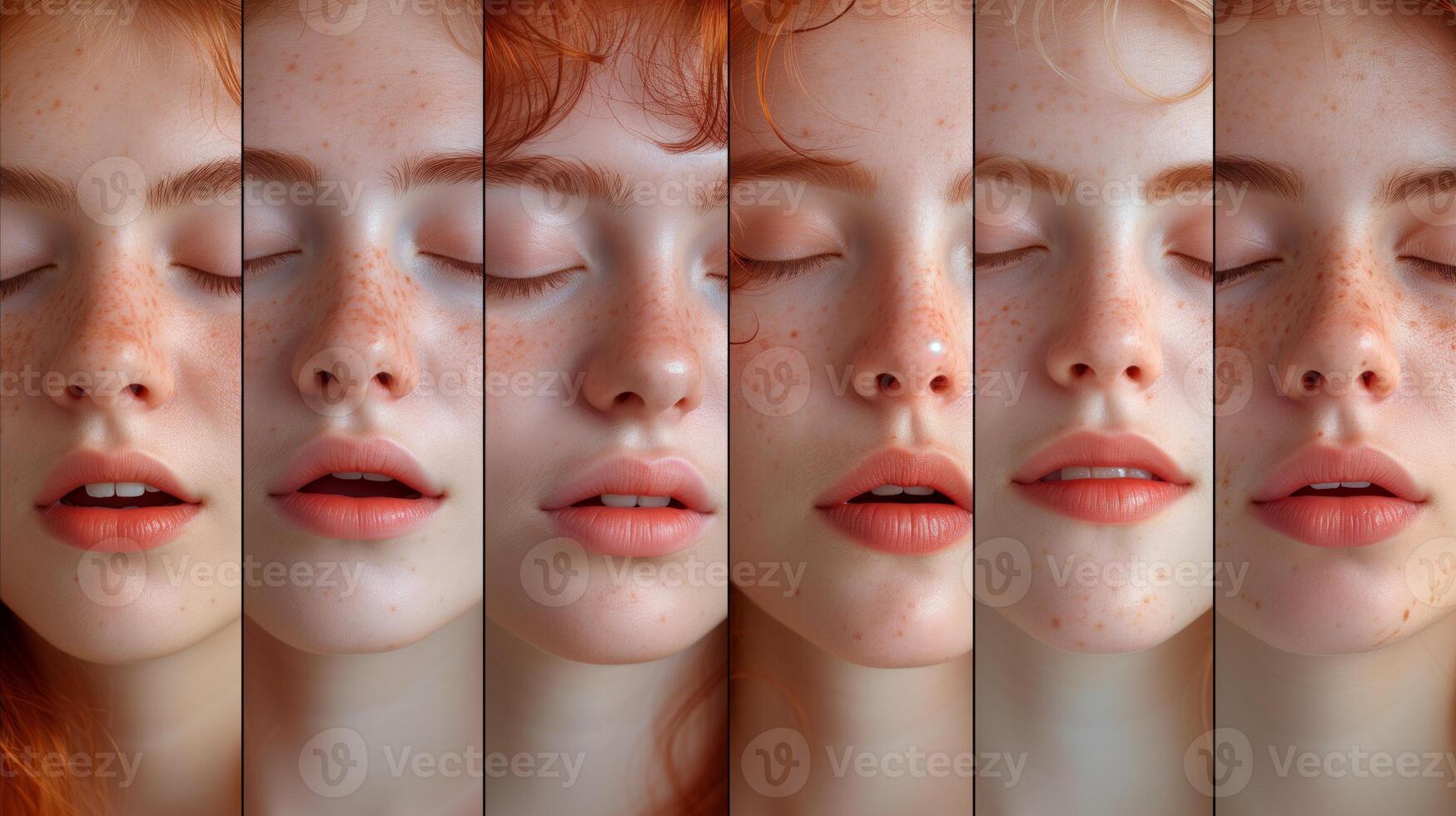 AI generated Serene Redhead Woman With Freckles in Close-Up Portrait photo