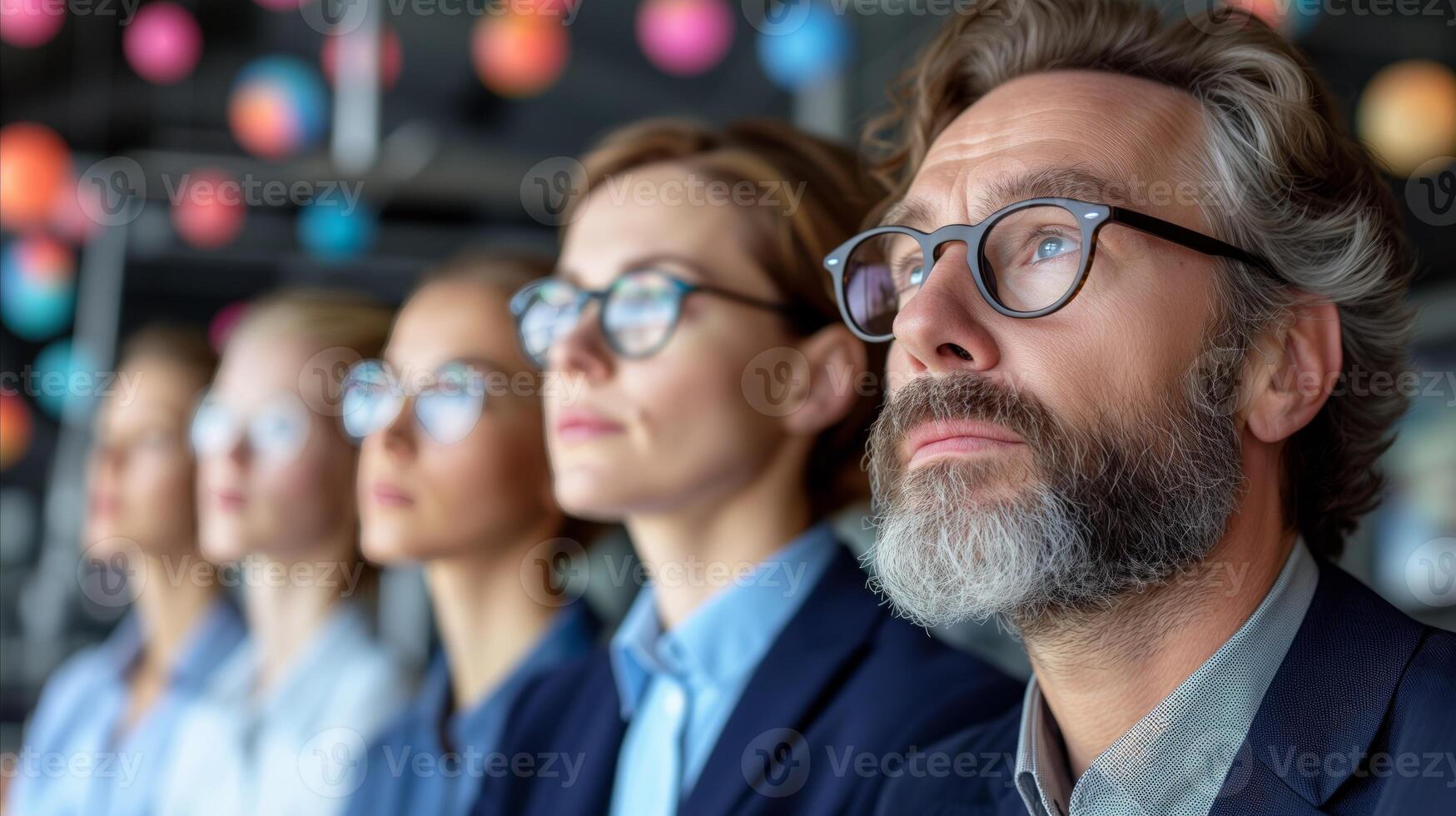 AI generated Group of People With Glasses Lined Up in a Row photo
