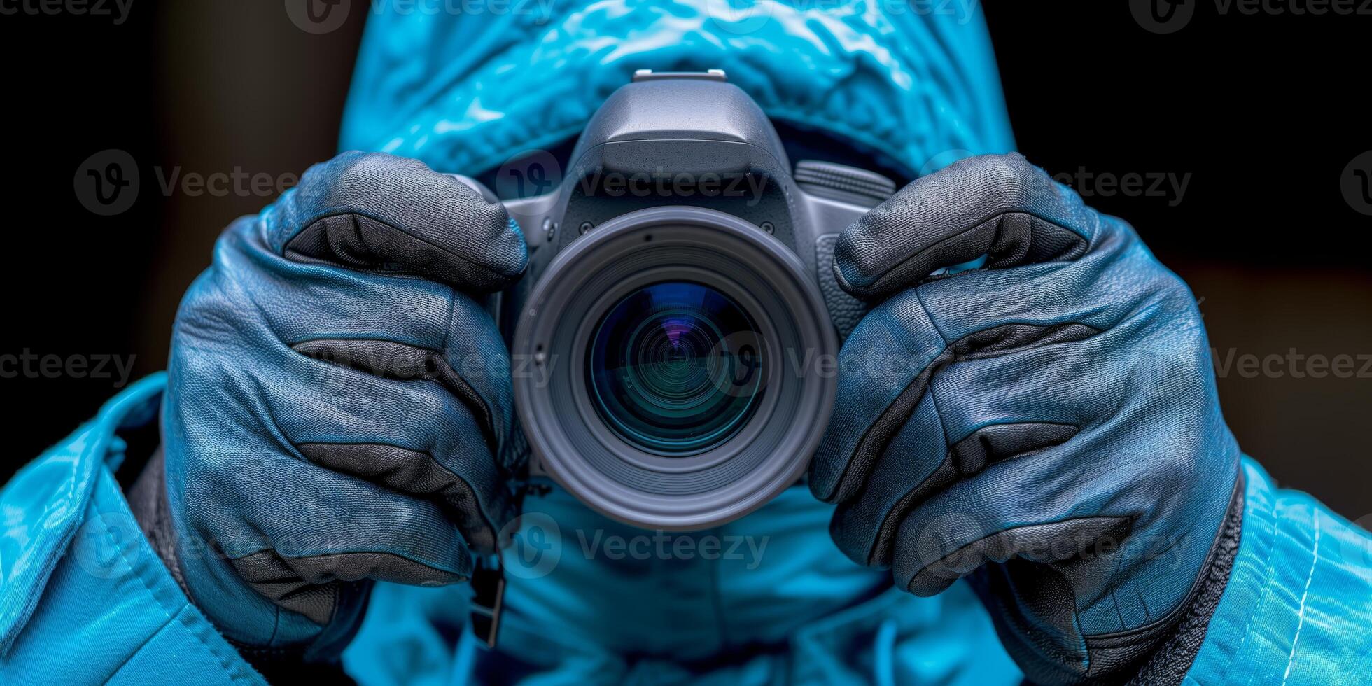 AI generated Photographer Capturing an Image With a Camera in Their Hands photo