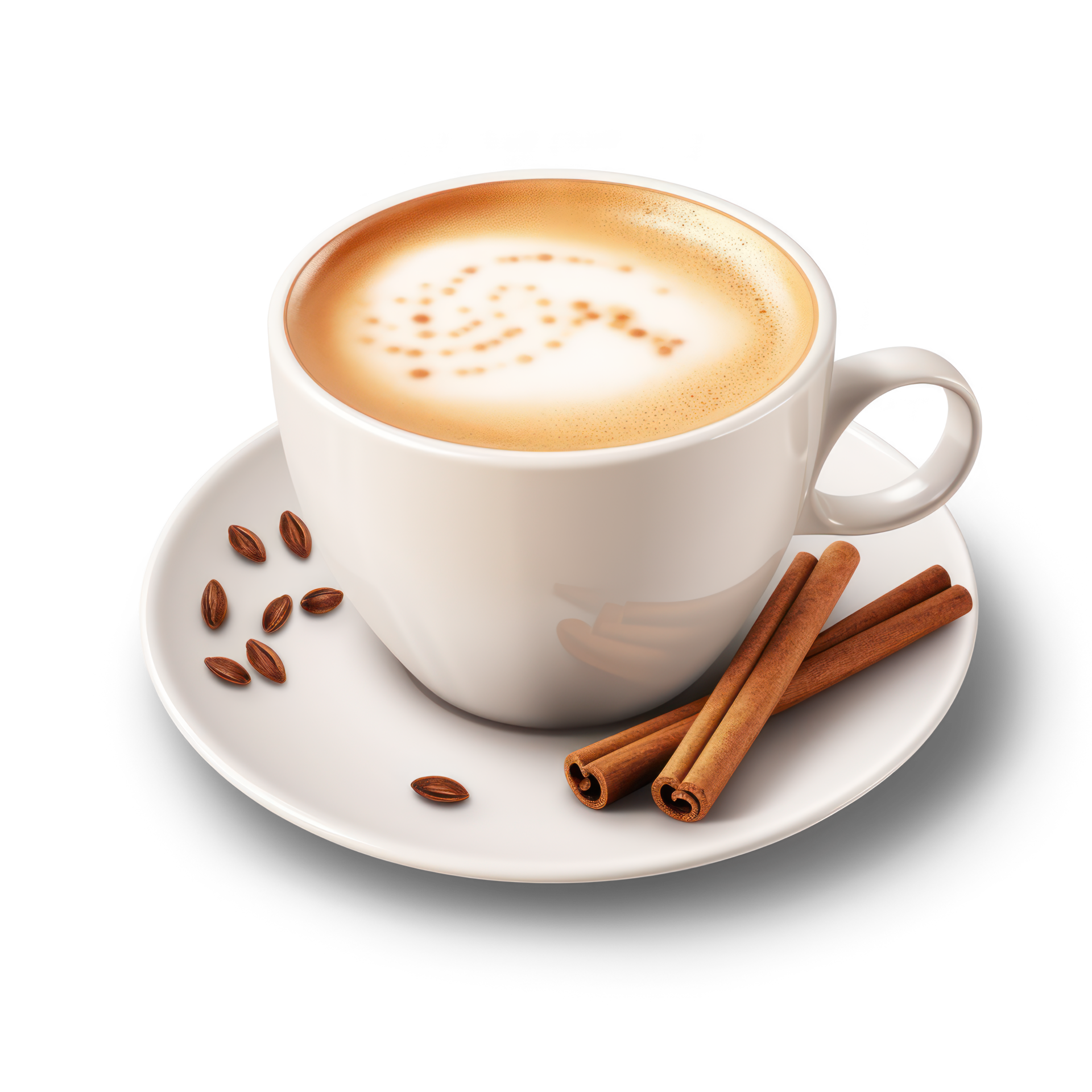 AI generated cinnamon coffee cup with a spoon and cinnamon on
