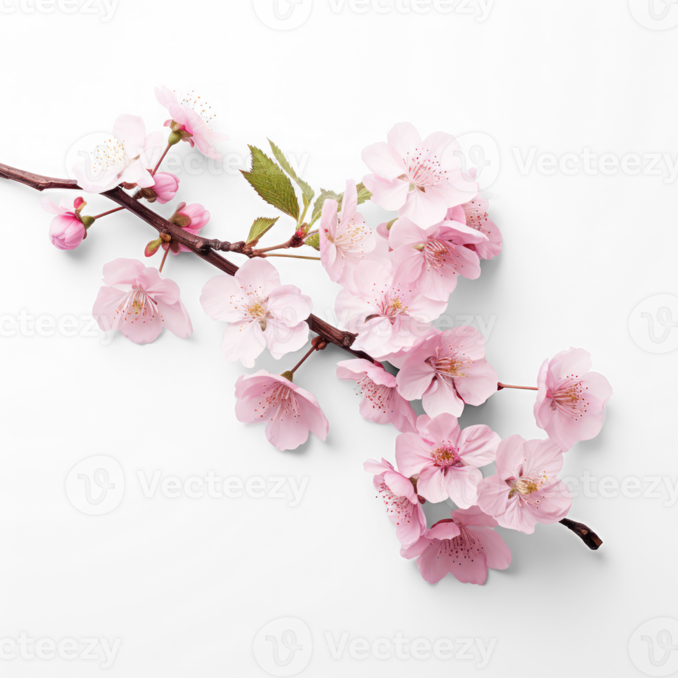 ai généré Cerise fleur sur une branche sur une transparent Contexte png