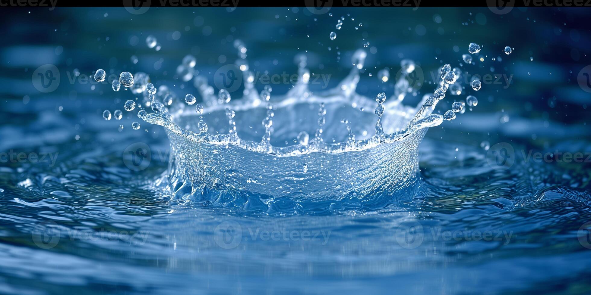 AI generated Blue Water Splash With Crown on Top photo