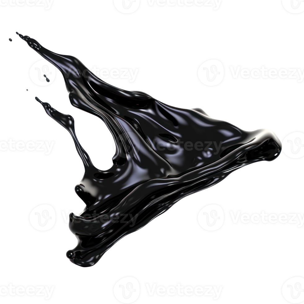 AI generated a black liquid splashing on transparency background png