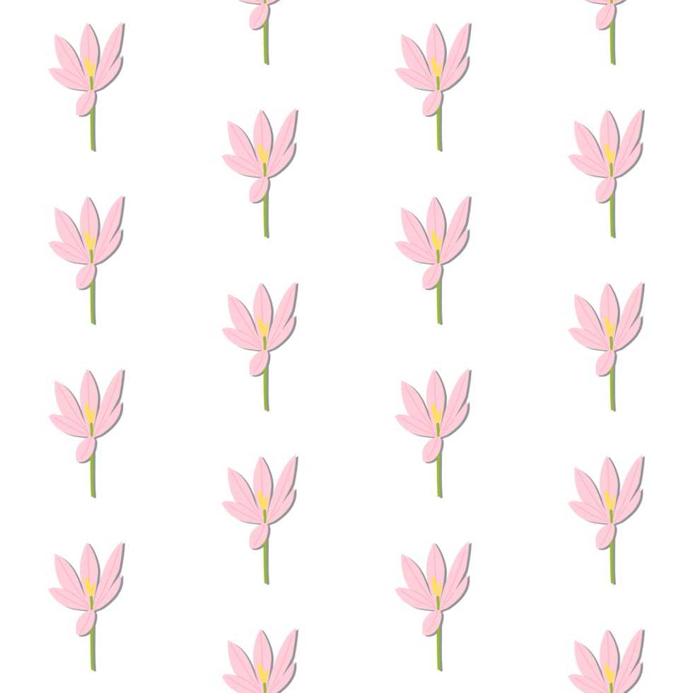 A seamless pattern of crocus PNG transparent background in a spring minimal floral concept, illustration