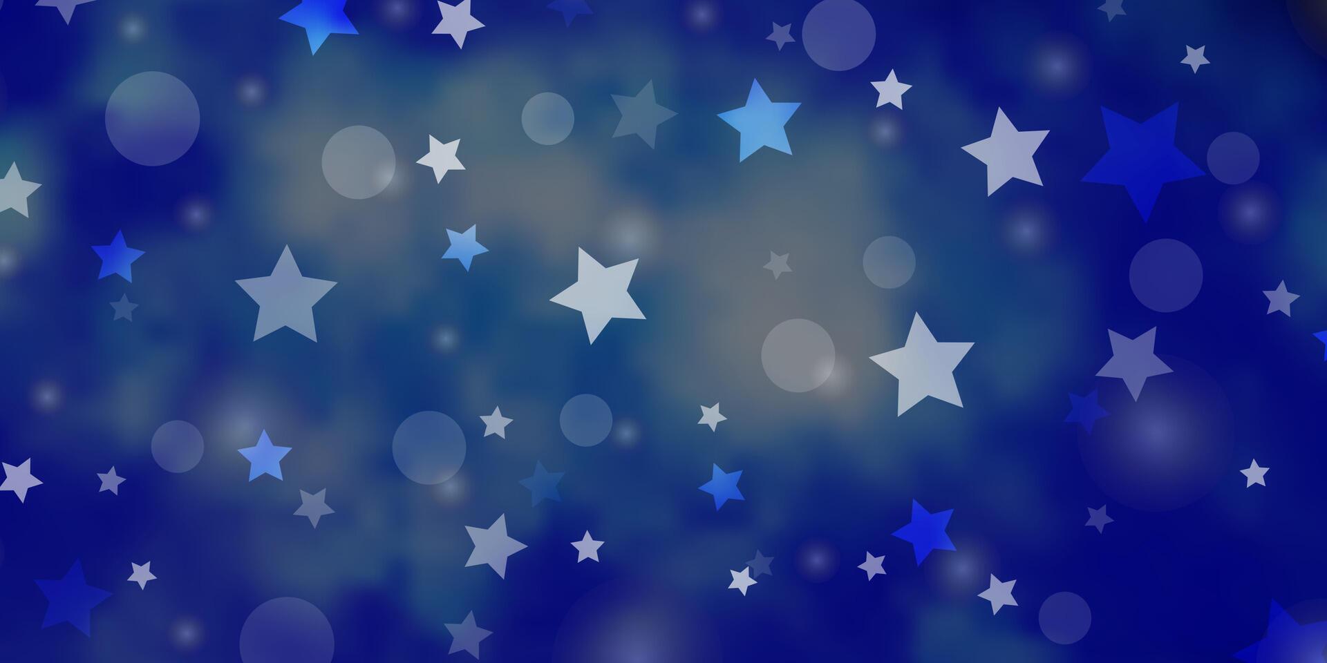 patrón de vector azul claro con círculos, estrellas.