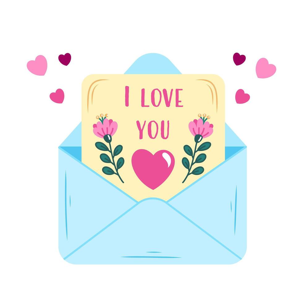 Hand drawn vector illustration of a love letter in an envelope. Confession of love. Romantic doodle for valentine's day