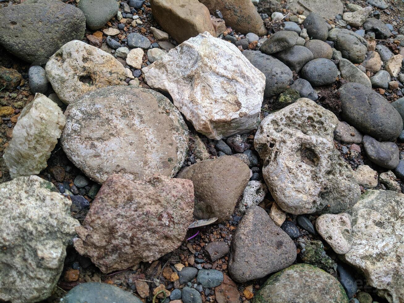 Close up view and background of strange patterns of rocks in a mountainous area taken during cross-country travel in Sulawesi, Indonesia. photo