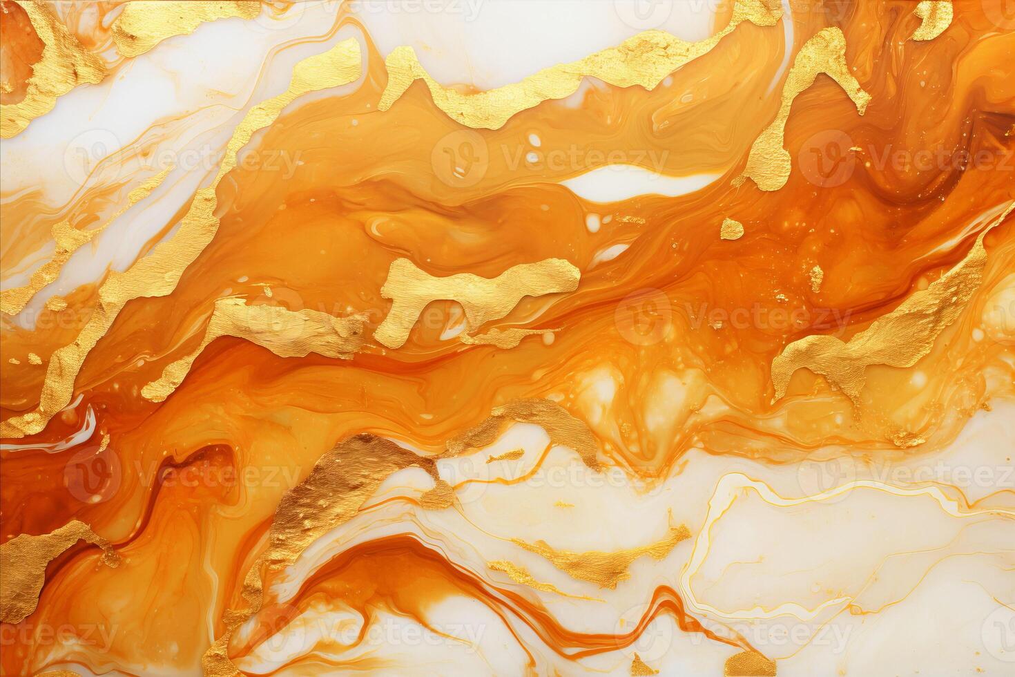 AI generated Close-Up of Marbled Surface with Swirling Orange and Brown Liquid Background Texture photo