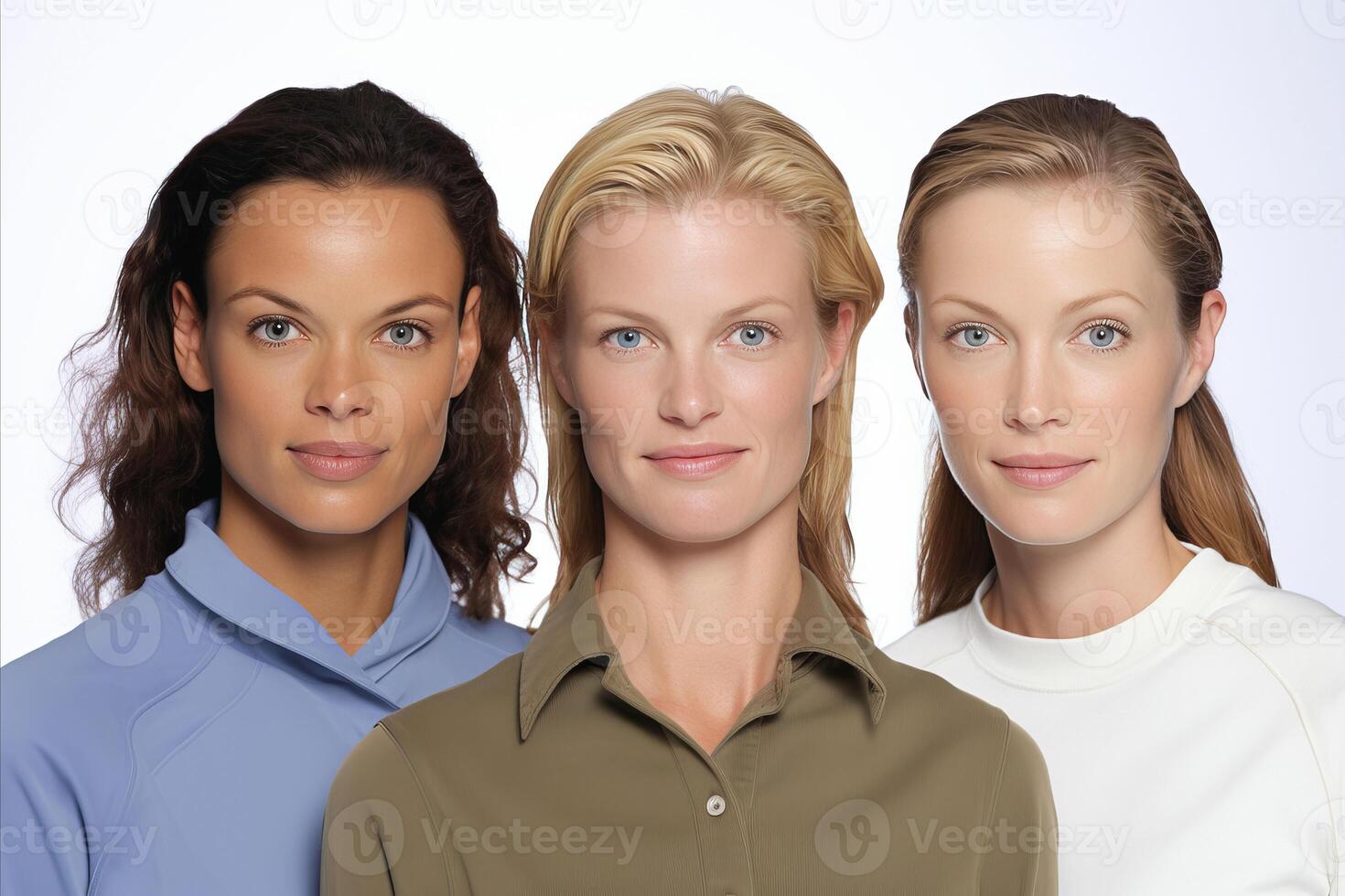 AI generated Captivating Diversity. Stunning Women with Natural Beauty, Radiant Skin, and Fashionable Style photo